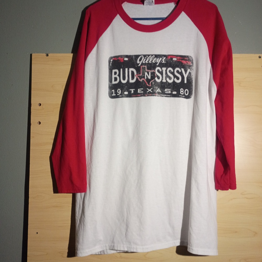 Bud N Sissy Raglan Shirt unisex 2xl Large White Red Texas Graphic Tee